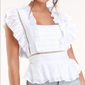 Belissa White Ruffled Square Neck Top